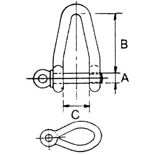 RVS gedraaide sluiting, A=&Oslash;6mm, B=39mm, C=11mm (breekkracht 1180kg) - 283200 01 72dpi - 283200