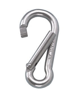 RVS karabijnhaak met asymmetrische opening, &Oslash;8mm, L=80mm, opening 22mm - 294100 - 294100
