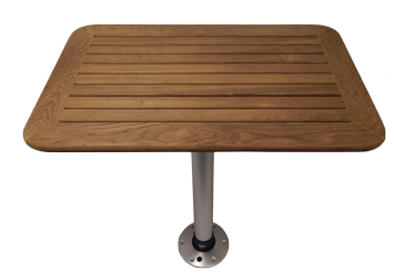 Tafel Teak 550x800x25mm set met poot (H=686mm) en voet - 369091 1 1 - 369093
