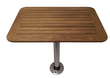Tafel Teak 370x600x25mm set met poot (H=686mm) en voet - 369091 - 369091