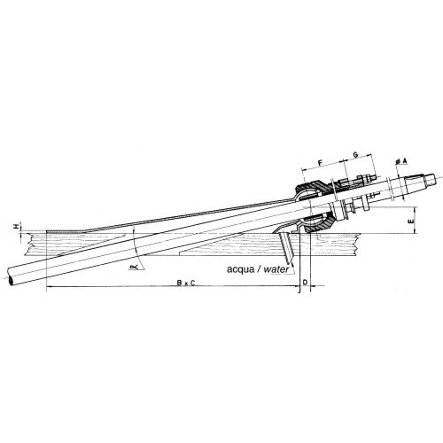 Bronzen flexibel binnenlager PSO (met bodemplaat), voor schroefas &Oslash;25mm, inbouwhoek 8-16&deg; - 464225 01 - 464225