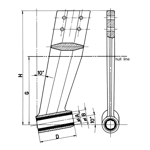 Bronzen uithouder met neopreen lagerbus, voor schroefas &Oslash;50mm - 468050 1 - 468050