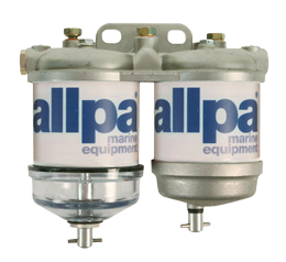 Dubbel brandstoffilter voor diesel, met waterafscheider, 50l/u, met 2 aluminium reservoirs - 486401 - 486401
