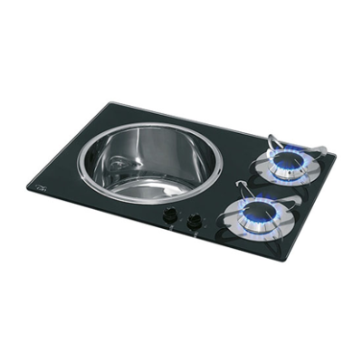 Kookplaat 2-pits Inbouw,met Glas +RVS-bak 600x30x420mm - 487525 72dpi 1 - 487525