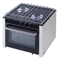 RVS gasoven met 2-pits fornuis met glasplaat (500x431x458mm) - 487600 - 487600