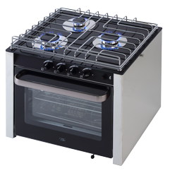RVS gasoven met 3-pits fornuis met glasplaat (500x431x460mm) - 487603 - 487603