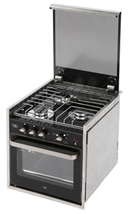 RVS fornuis met 3 branders met glasplaat oven + grill - 487607 - 487607