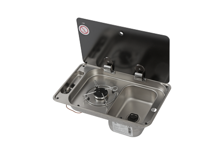 Gaskomfoor met spoelbak rechthoekig en afdekplaat, brander: 1x medium - 487680 72dpi 1 - 487680