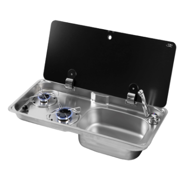 Gaskomfoor met spoelbak en afdekplaat, branders: 1x klein/1x medium - 487689 72dpi - 487689