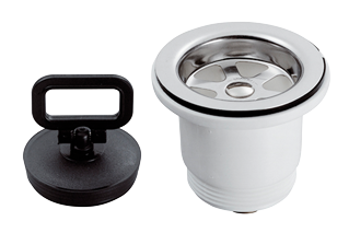Kunststof rechte afvoer, 1-1/2", met RVS zeef & rubber stop - 488025 72dpi - 488025