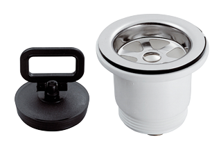 Kunststof rechte afvoer, 1-1/2", met RVS zeef & rubber stop - 488025 72dpi - 488025