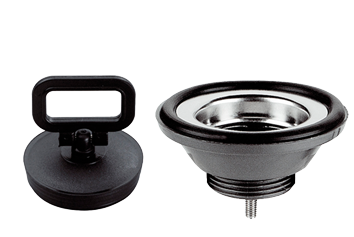 Kunststof rechte afvoer, 1-1/4", met RVS zeef & rubber stop - 488026 72dpi - 488026