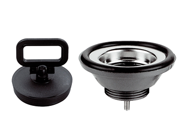 Kunststof rechte afvoer, 1-1/4", met RVS zeef & rubber stop - 488026 72dpi - 488026