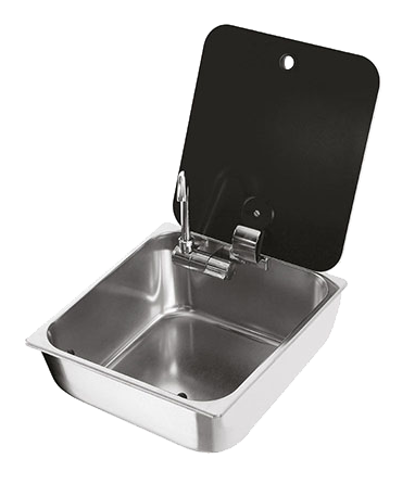 RVS Spoelbak, vierkant, met gehard glas deksel, 350x320x150mm incl koudwater kraan - 488061 72dpi - 488061