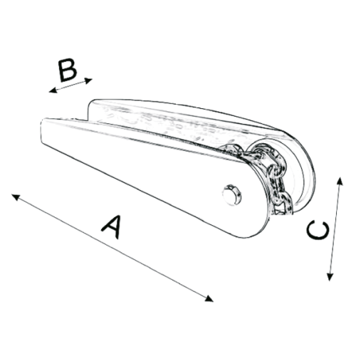 RVS Ankerrol, A=150mm, B=50mm, C=65mm (vast model, tot 7,5kg) - 489051 1 - 489051