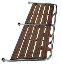 RVS zwemplateau met teakhouten vlonder, 1260x550mm, 2x uithouder, buis &Oslash;25mm - 494050 - 494050
