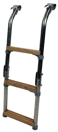 RVS zwemtrap voor zwemplateau, 3-treden met teakhout bekleed, buis &Oslash;25mm - 494060 72dpi - 494060