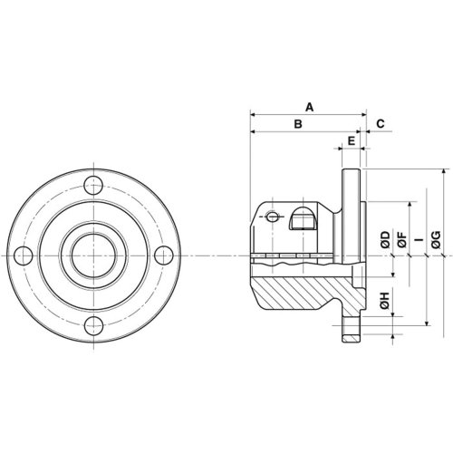 Stalen klemflens met centreerrand, &Oslash;35mm-as, center &Oslash;63,5mm, steek &Oslash;82,5mm, 4x &Oslash;10,5mm - 5180115 01 72dpi - 5180115