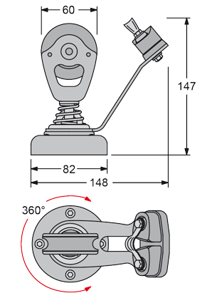 Antal Aluminium draaibare cam cleat met blok - 522140 01 72dpi - 522140