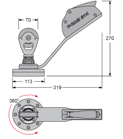 Antal Aluminium draaibaar blok (&Oslash;70mm) met stopper - 522160 01 72dpi - 522160