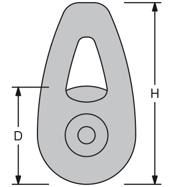 Antal Aluminium high load block, lijn &Oslash;10-12mm, D=55mm, H=91mm, SWL 2400kg - 54h150 01 72dpi - 54H150