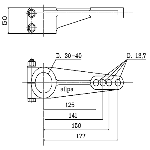 Aluminium roerarm voor roerkoning, &Oslash;30mm - 562130 2 - 562130