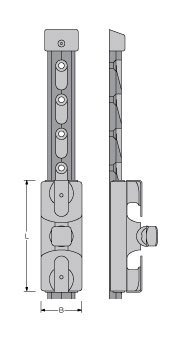 Antal Aluminium 'Automatic' T-track (32x6) for slider, gatmaat &Oslash;=6mm, gatafstand 50mm - 602312 1 - 602312