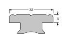 Antal Aluminium 'Automatic' T-track (32x6) for slider, gatmaat &Oslash;=6mm, gatafstand 50mm - 602312 4 - 602312