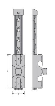 Antal Aluminium 'Automatic' T-track (40x8) for slider, gatmaat &Oslash;=8mm, gatafstand 50mm - 602313 72dpi - 602313