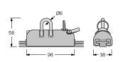 Antal Aluminium Genua slede 26x4, met shackle, 96x38x58mm, SWL 800kg - 621462 72dpi - 621462