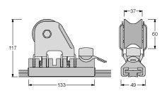 Antal Aluminium/RVS Genua slede 32x6, met rol, 133x49x117mm, SWL 2800kg - 622492 01 72dpi - 622492