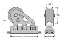 Antal Aluminium/RVS Genua 'Maxi' slede 40x8, met rol, 172x60x166mm, SWL 4800kg - 624492 01 300dpi - 624492