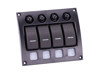 Sierra Schakelpaneel 12-24V, IP66, 4 pos., met LED-indic. & aut. zekeringen - 64sp21000 72dpi - 64SP21000