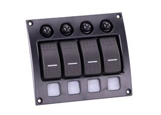 Sierra Schakelpaneel 12-24V, IP66, 4 pos., met LED-indic. & aut. zekeringen - 64sp21000 72dpi - 64SP21000