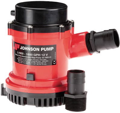 Johnson Pump L-serie bilgepomp L1600, 24V/3,5A, 100l/min, slangaansluiting 1-1/8" & 1-1/4" - 6632160002 72dpi - 6632160002