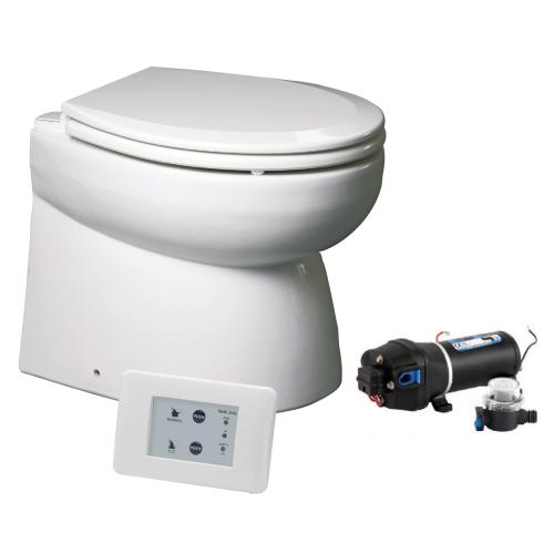 Johnson Pump AquaT silent premium-electric scheepstoilet, laag model, recht, 24V/10A, 385x365x455mm - 66804723302 - 66804723302