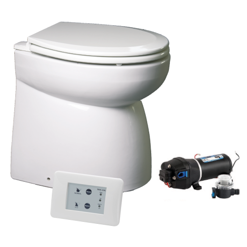 Johnson Pump AquaT silent premium-electric scheepstoilet, standaard model, recht, 24V/10A, 455x365x455mm - 66804723502 - 66804723502