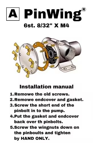 Johnson Pump Set RVS vleugelmoeren 'Pinwing' & draadeind, set A (6st. 8/32 x M4) - 669509350 01 - 669509350
