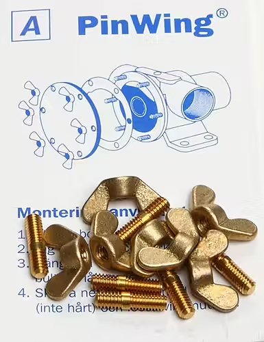 Johnson Pump Set RVS vleugelmoeren 'Pinwing' & draadeind, set A (6st. 8/32 x M4) - 669509350 2 - 669509350