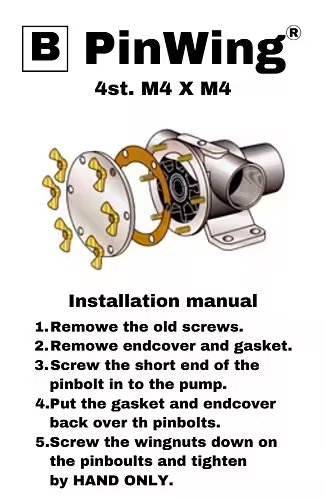 Johnson Pump Set RVS vleugelmoeren 'Pinwing' & draadeind, set B (4st. M4 x M4) - 669509351 01 - 669509351