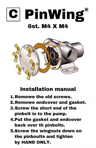 Johnson Pump Set RVS vleugelmoeren 'Pinwing' & draadeind, set C (6st. M4 x M4) - 669509352 01 - 669509352