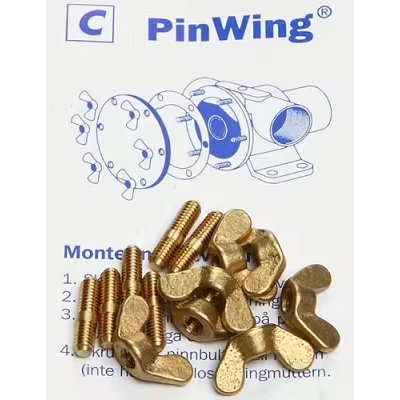 Johnson Pump Set RVS vleugelmoeren 'Pinwing' & draadeind, set C (6st. M4 x M4) - 669509352 - 669509352