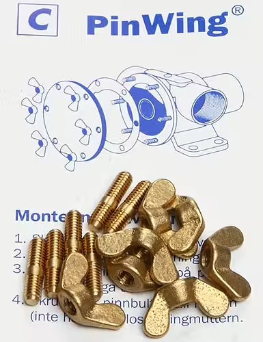 Johnson Pump Set RVS vleugelmoeren 'Pinwing' & draadeind, set C (6st. M4 x M4) - 669509352 - 669509352