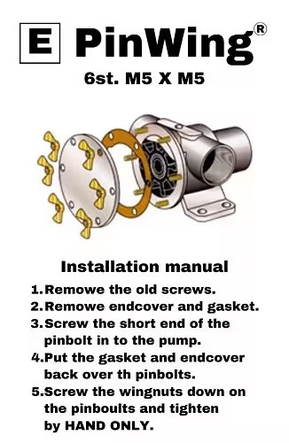 Johnson Pump Set RVS vleugelmoeren 'Pinwing' & draadeind, set E (6st. M5 x M5) - 669509354 01 - 669509354