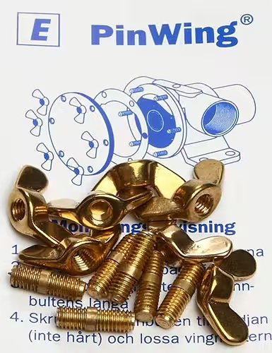 Johnson Pump Set RVS vleugelmoeren 'Pinwing' & draadeind, set E (6st. M5 x M5) - 669509354 - 669509354