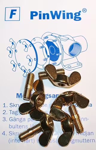Johnson Pump Set RVS vleugelmoeren 'Pinwing' & draadeind, set F (4st. M5 x M5) - 669509355 - 669509355