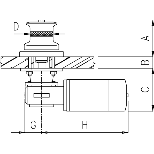 Lofrans windlasses Capstan verticaal, model 'T700', 12V, 700W - 71715 01 72dpi - 71720