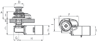 Lofrans windlasses Ankerlier verticaal, model 'Project X2', 8mm, 24V, 1000W, zonder verhaalkop - 72342 01 72dpi - 72342