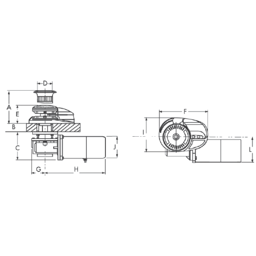 Lofrans Ankerlier verticaal 'Project X4', 12mm (ccw), 24V, 2300W, zonder verhaalkop - 72501 01 72dpi - 72501