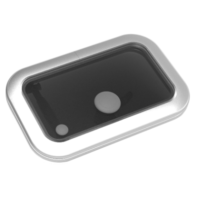 Go&iuml;ot Aluminium luik model 'Opal 20', satin, afm. 401x256mm, gatmaat 347x202mm, inbouwdiepte 15mm - 73106733 - 73106733
